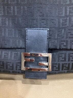 Fendi Black FF Logo Bag with Silver-Tone Buckle